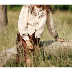 NEW DÔEN clarke cardigan in oatmeal olympia fair isle